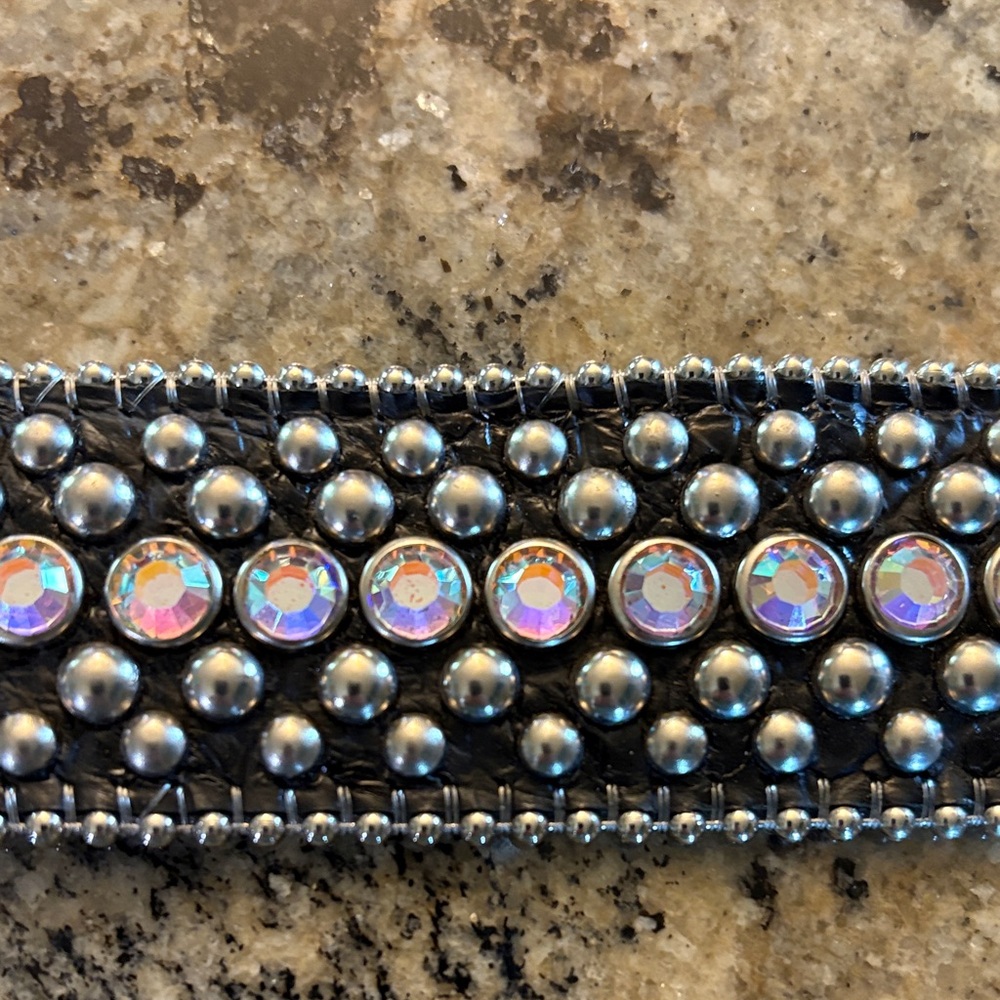 B.B. Simon Black and Silver Studded Belt